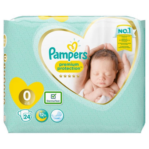 Pampers New Baby Premium Protection Nappies Size 0 (<3kg) Carry Pack - Single Pack of 24 Nappies
